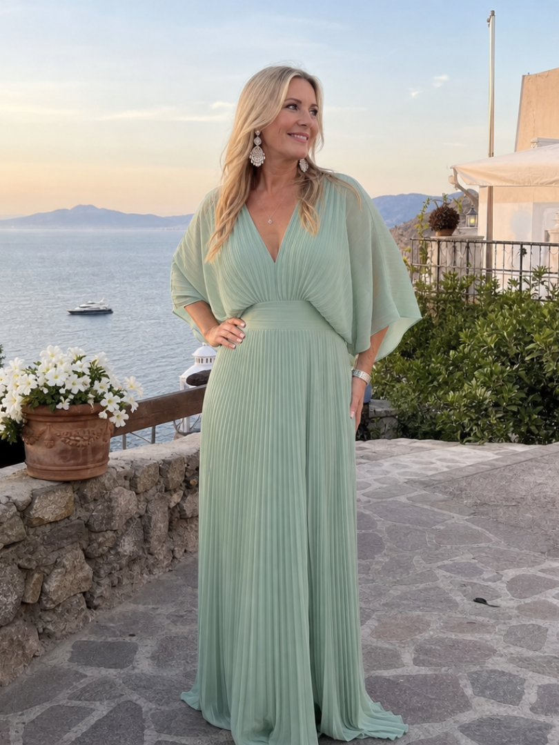 Damen Maxikleid mit V-Ausschnitt für Hochzeitsgast Jully