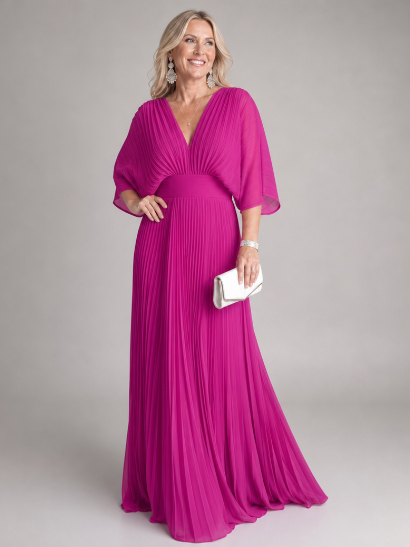 Damen Maxikleid mit V-Ausschnitt für Hochzeitsgast Jully