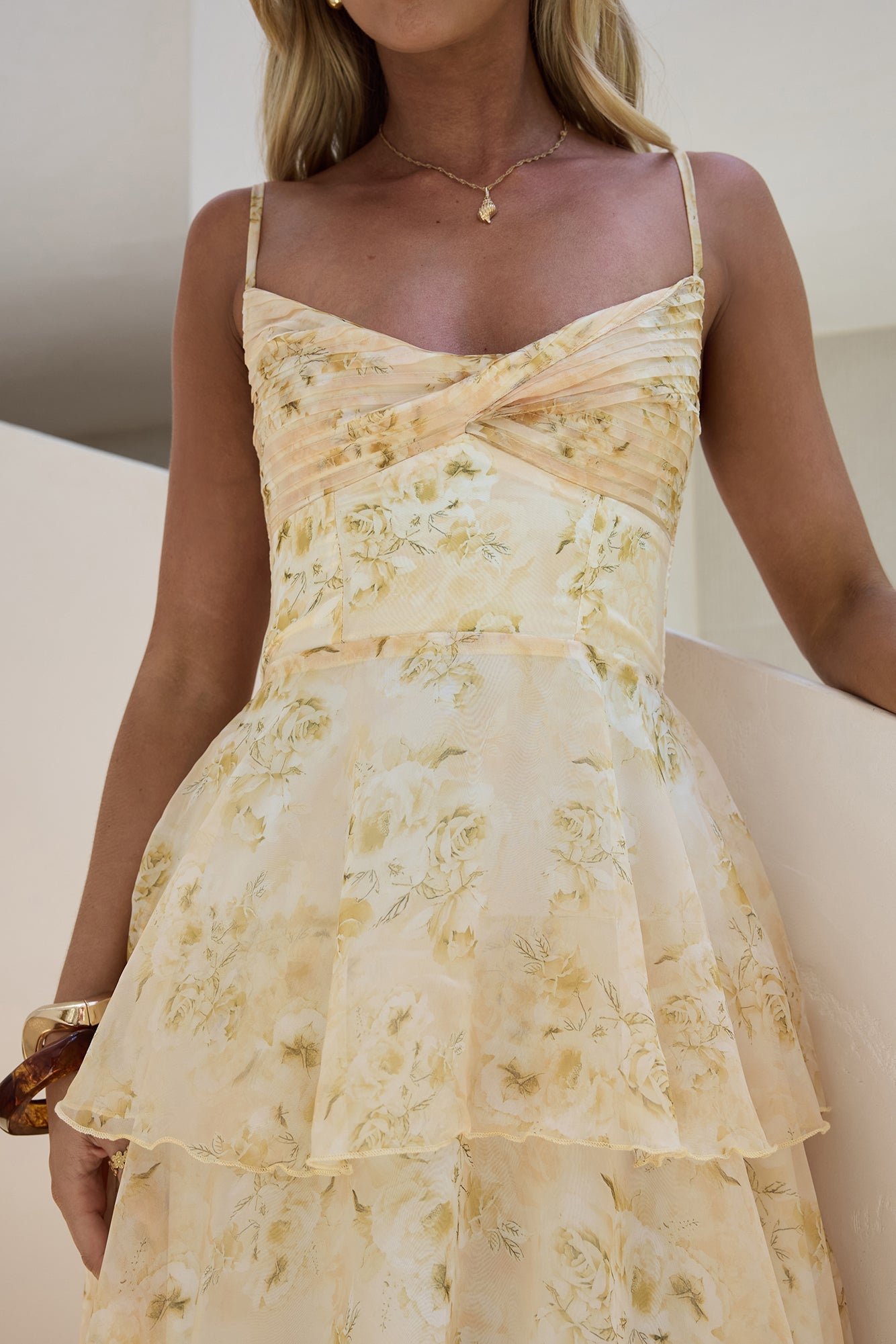 Damen Maxikleid mit V-Ausschnitt und Blumendruck Jully
