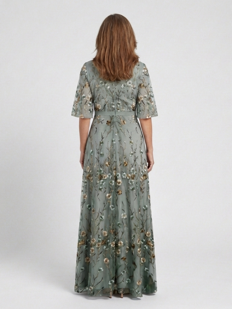 Damen Maxikleid mit V-Ausschnitt und Blumenmuster Jully