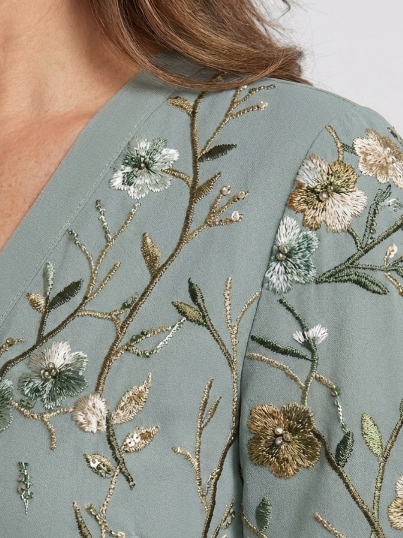 Damen Maxikleid mit V-Ausschnitt und Blumenmuster Jully