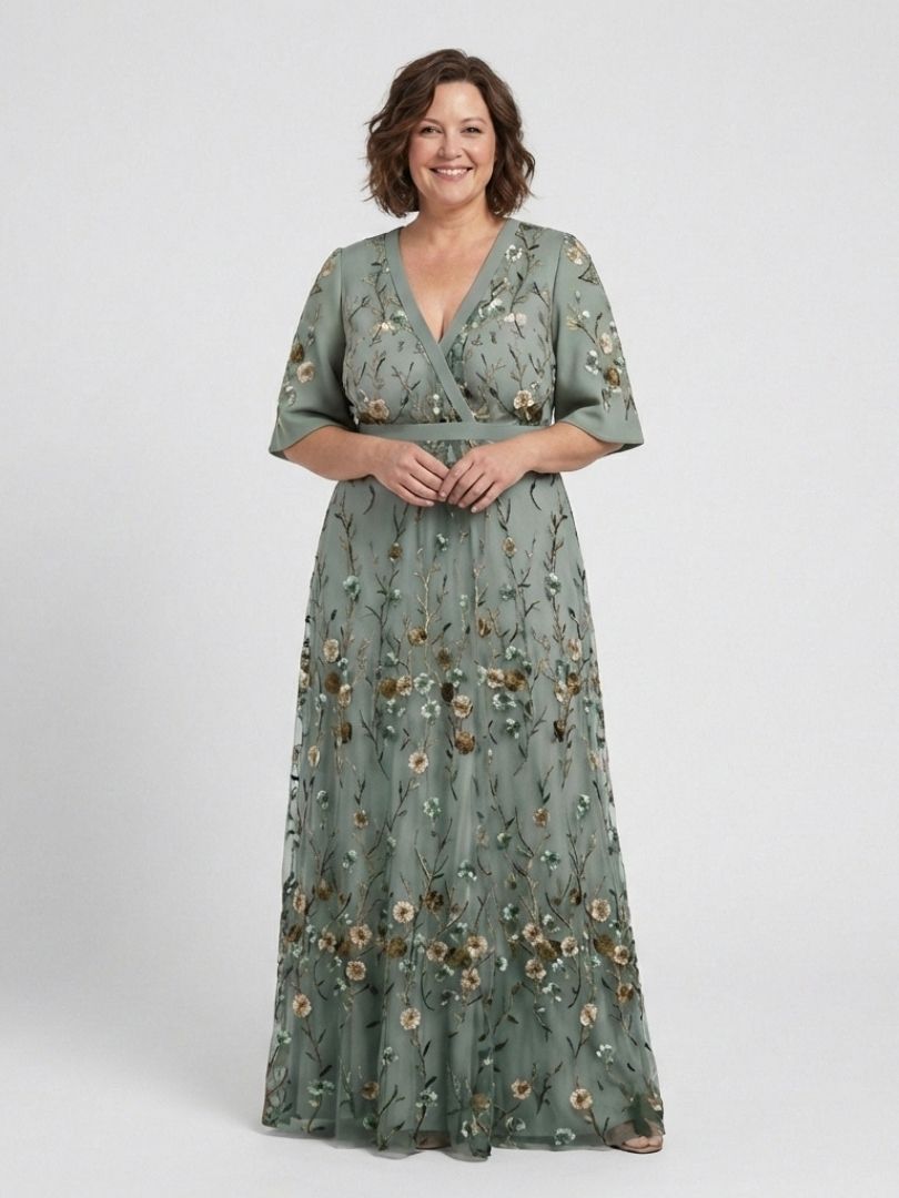 Damen Maxikleid mit V-Ausschnitt und Blumenmuster Jully