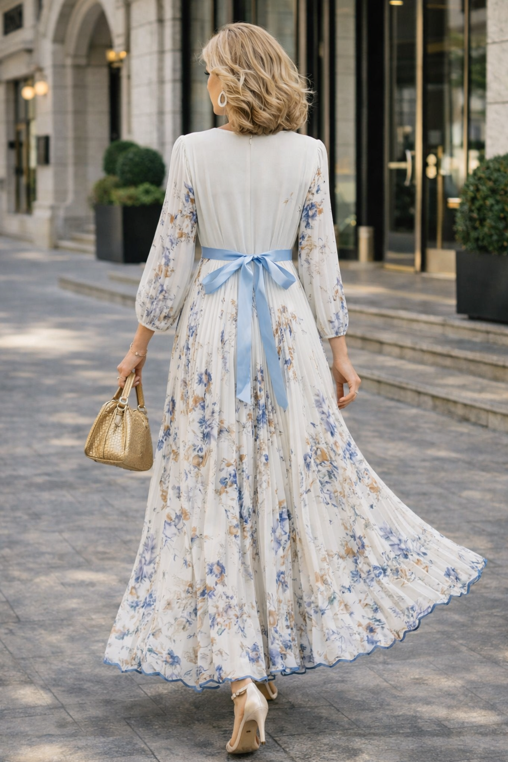 Damen Maxikleid mit V-Ausschnitt und Blumenmuster Jully