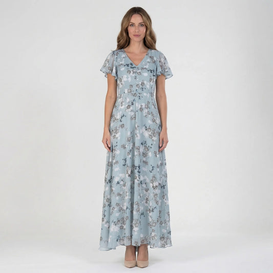 Damen Maxikleid mit V-Ausschnitt und Blumenprint Jully
