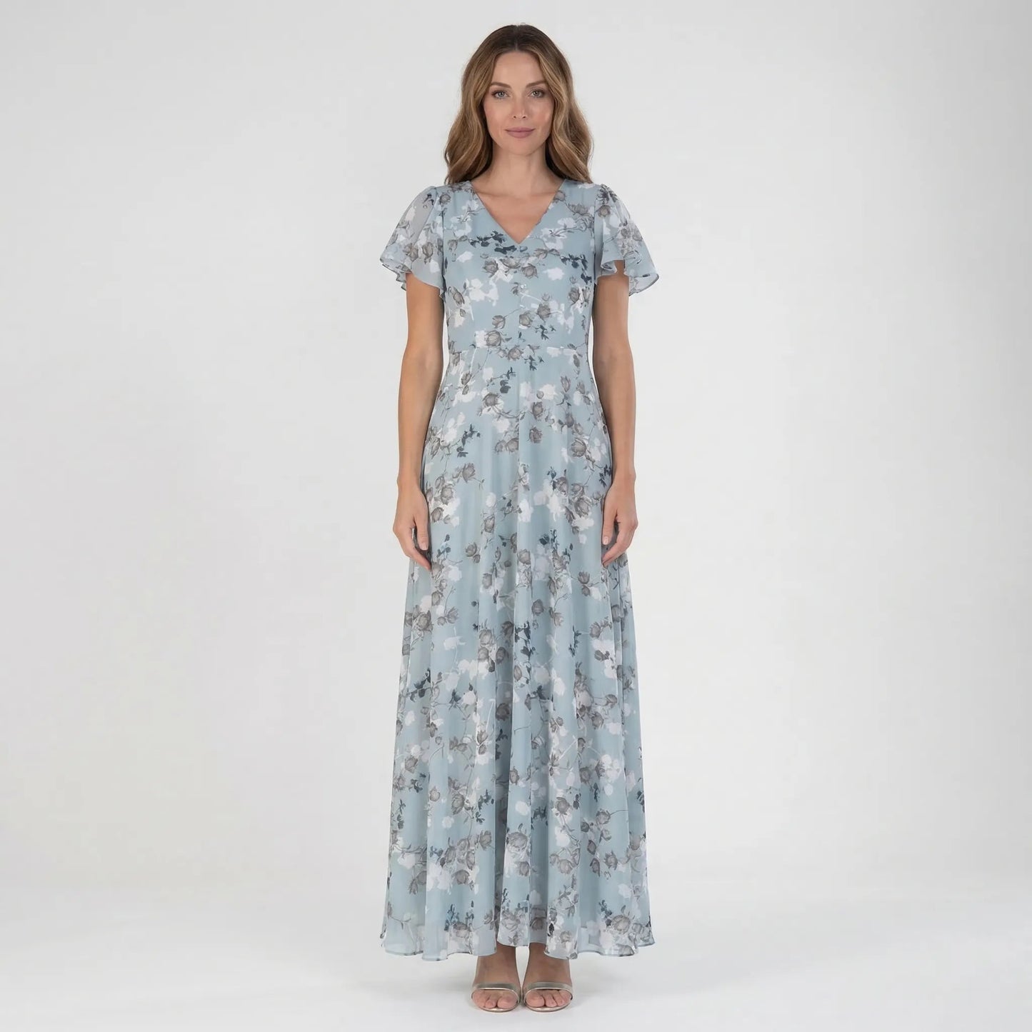 Damen Maxikleid mit V-Ausschnitt und Blumenprint Jully