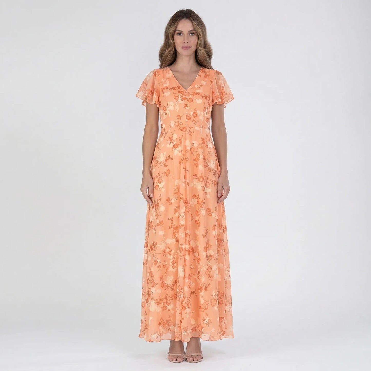 Damen Maxikleid mit V-Ausschnitt und Blumenprint Jully