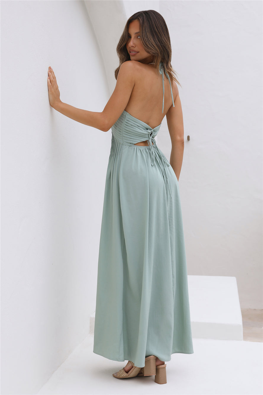 Damen Maxikleid mit V-Ausschnitt und Faltendetail Jully