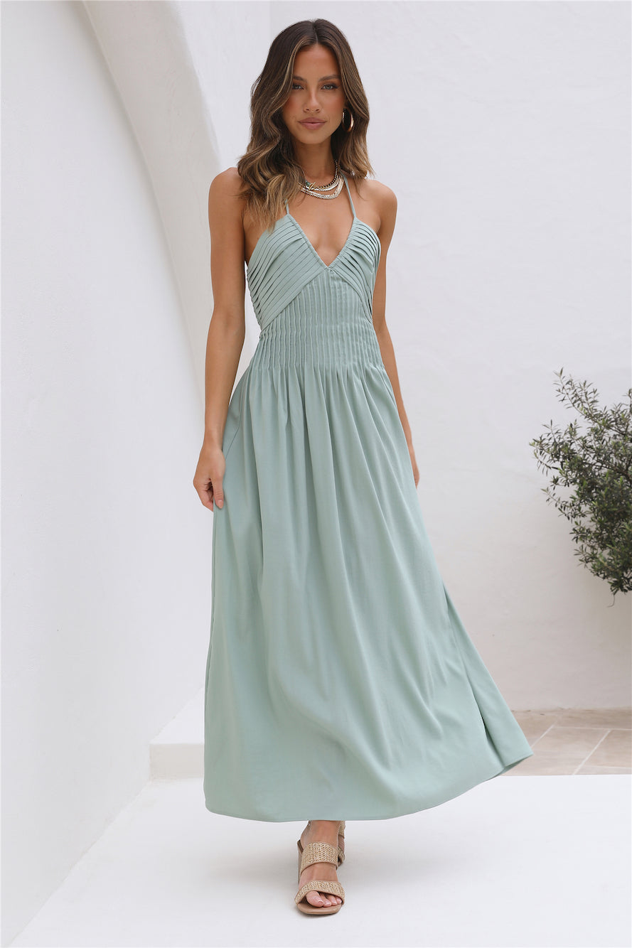Damen Maxikleid mit V-Ausschnitt und Faltendetail Jully
