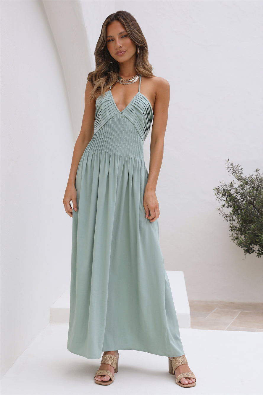 Damen Maxikleid mit V-Ausschnitt und Faltendetail Jully