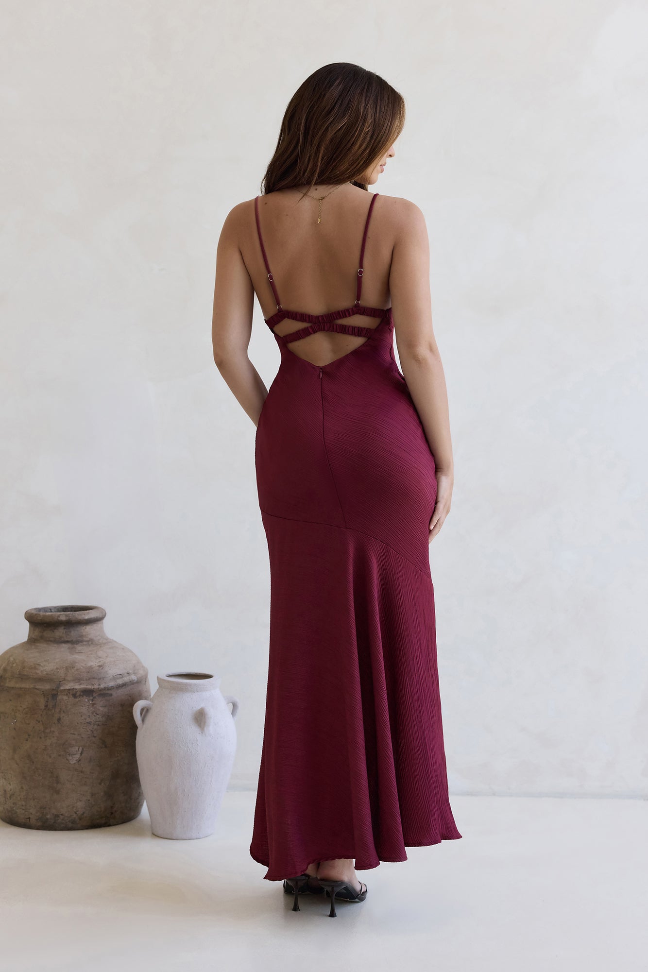 Damen Maxikleid mit V-Ausschnitt und asymmetrischem Saum Jully