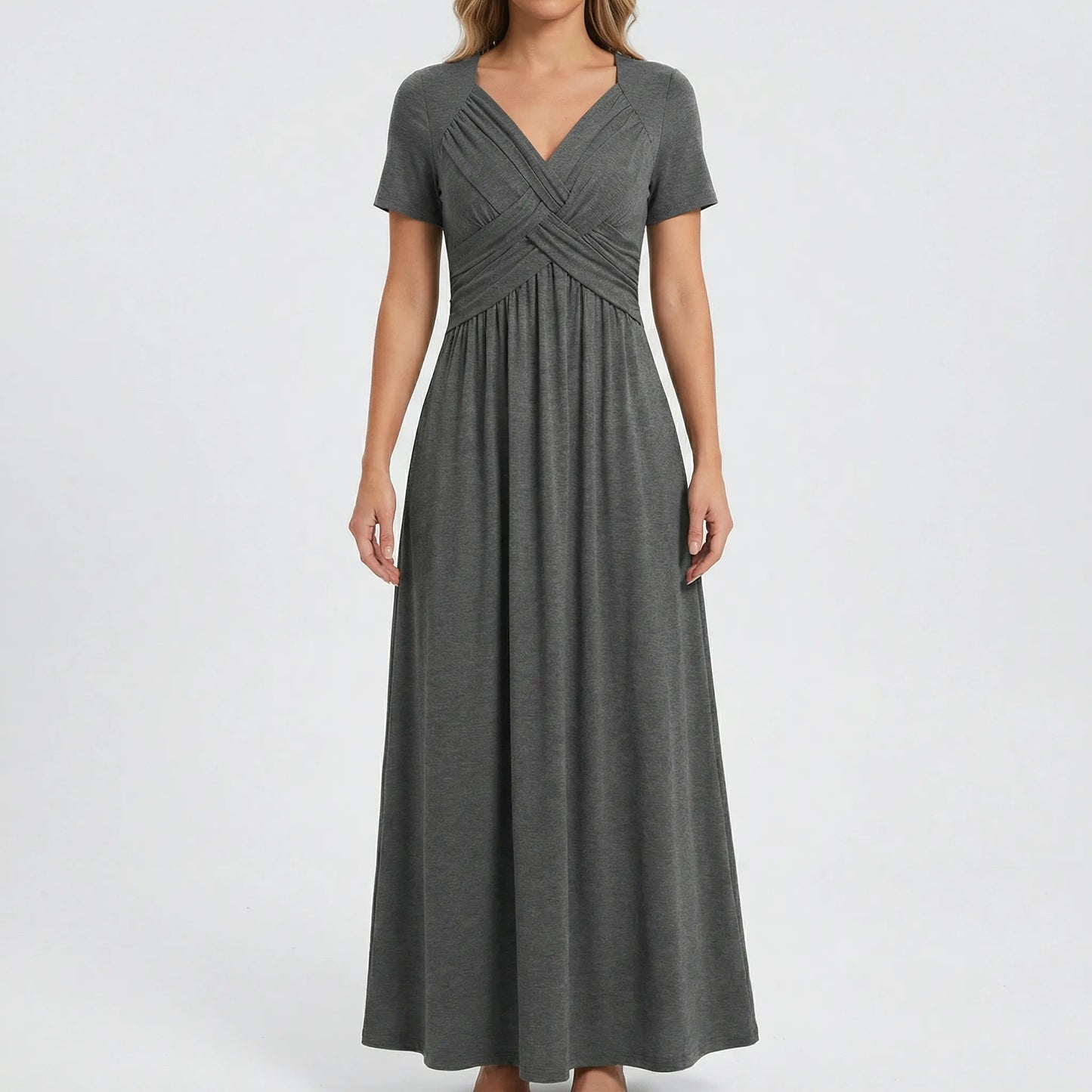 Damen Maxikleid mit V-Ausschnitt und praktischen Taschen Jully