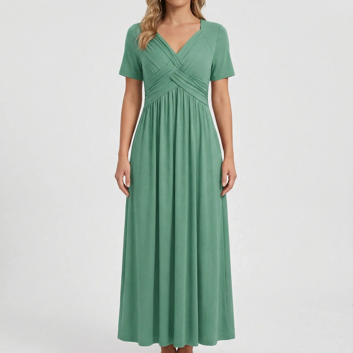 Damen Maxikleid mit V-Ausschnitt und praktischen Taschen Jully