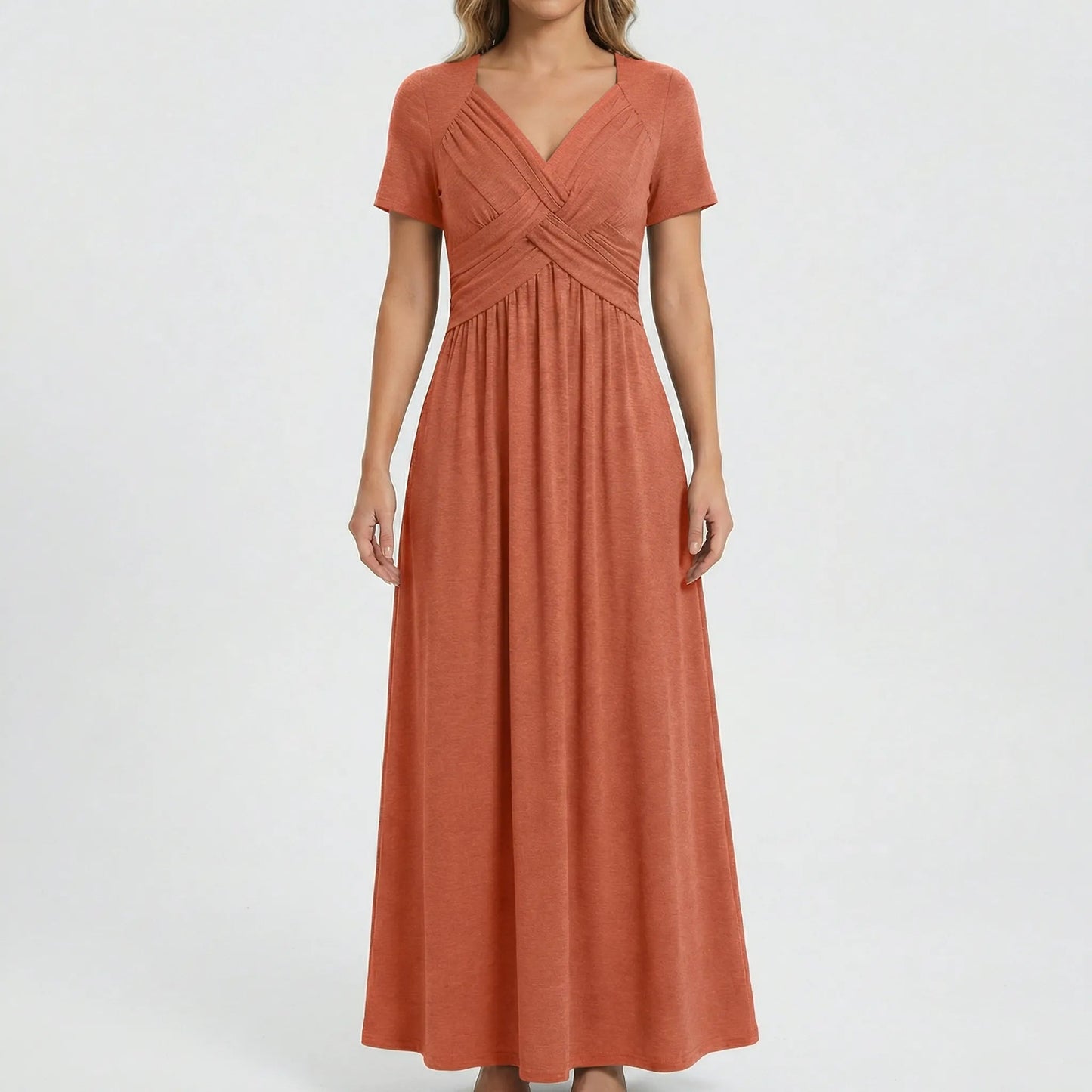Damen Maxikleid mit V-Ausschnitt und praktischen Taschen Jully