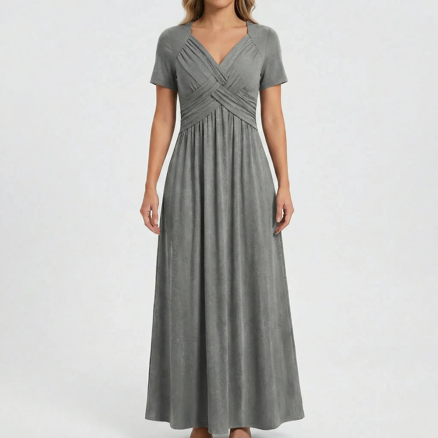Damen Maxikleid mit V-Ausschnitt und praktischen Taschen Jully