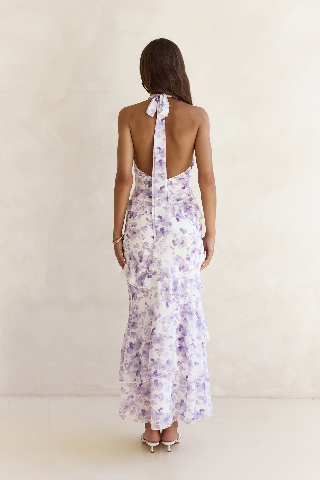 Damen Maxikleid mit V-Ausschnitt und seitlichem Schlitz Jully