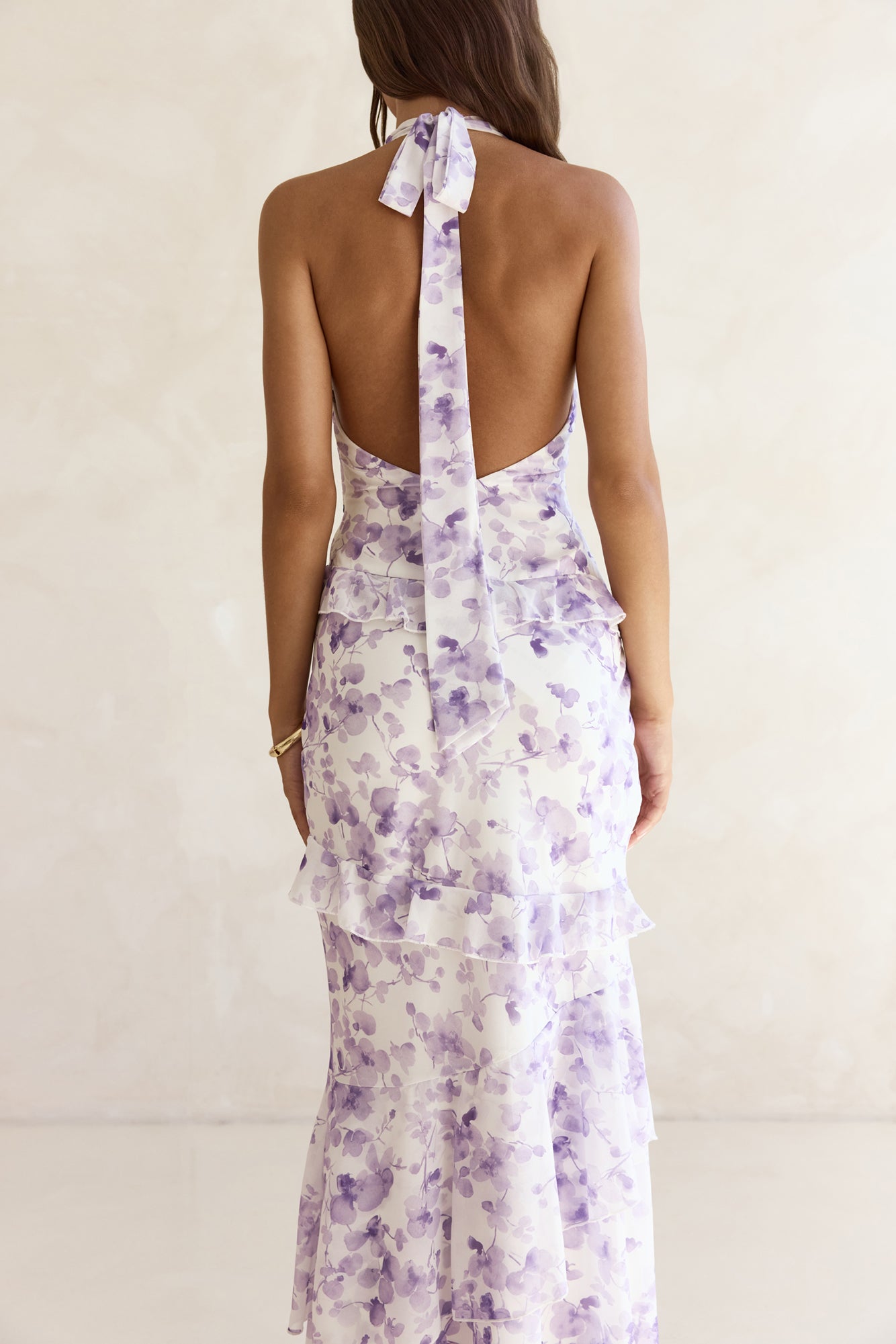 Damen Maxikleid mit V-Ausschnitt und seitlichem Schlitz Jully