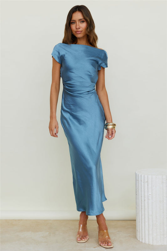 Damen Maxikleid mit Wasserfallausschnitt aus Polyester Jully