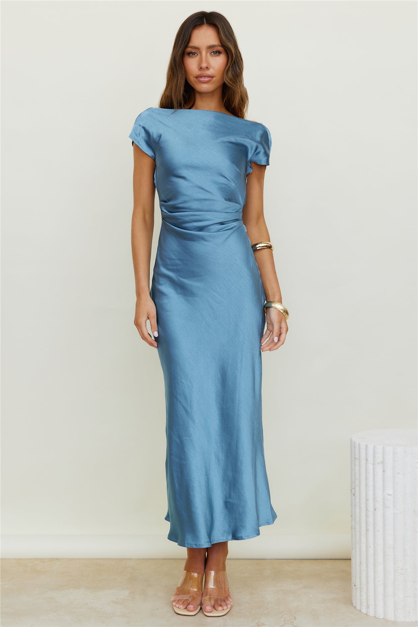 Damen Maxikleid mit Wasserfallausschnitt aus Polyester Jully