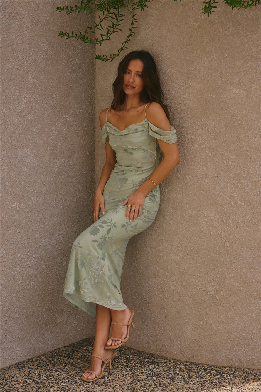 Damen Maxikleid mit Wasserfallausschnitt und Blumenmuster Jully