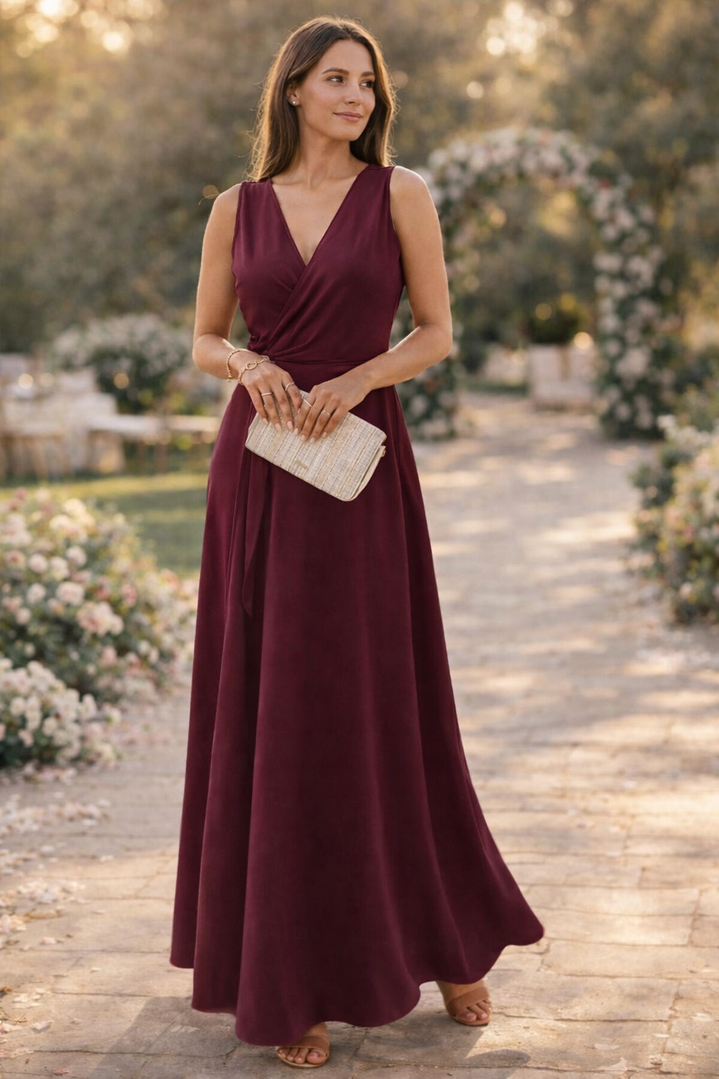 Damen Maxikleid mit Wickel-Optik und V-Ausschnitt Jully