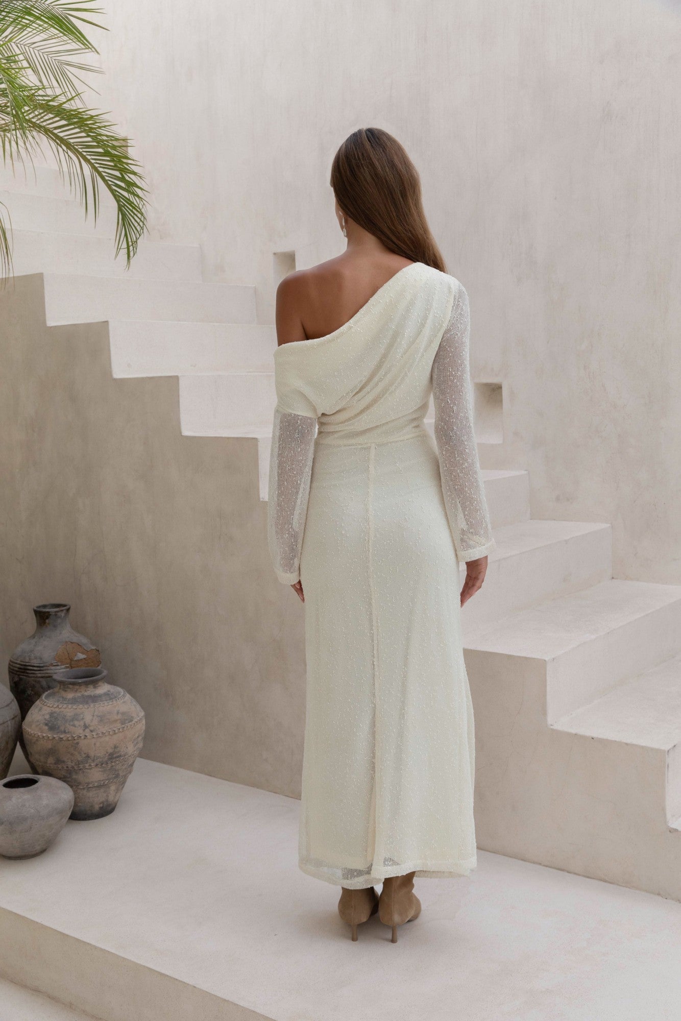 Damen Maxikleid mit asymmetrischem Ausschnitt Jully
