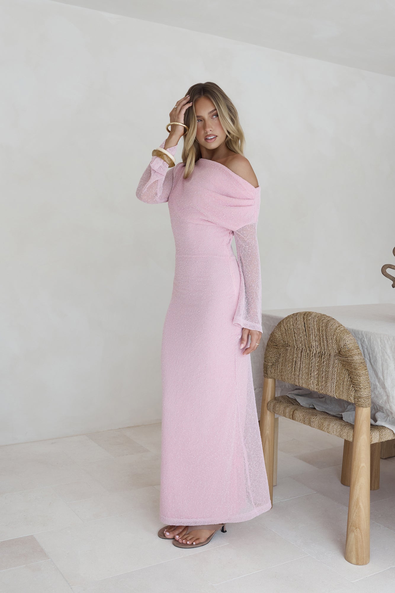 Damen Maxikleid mit asymmetrischem Ausschnitt Jully