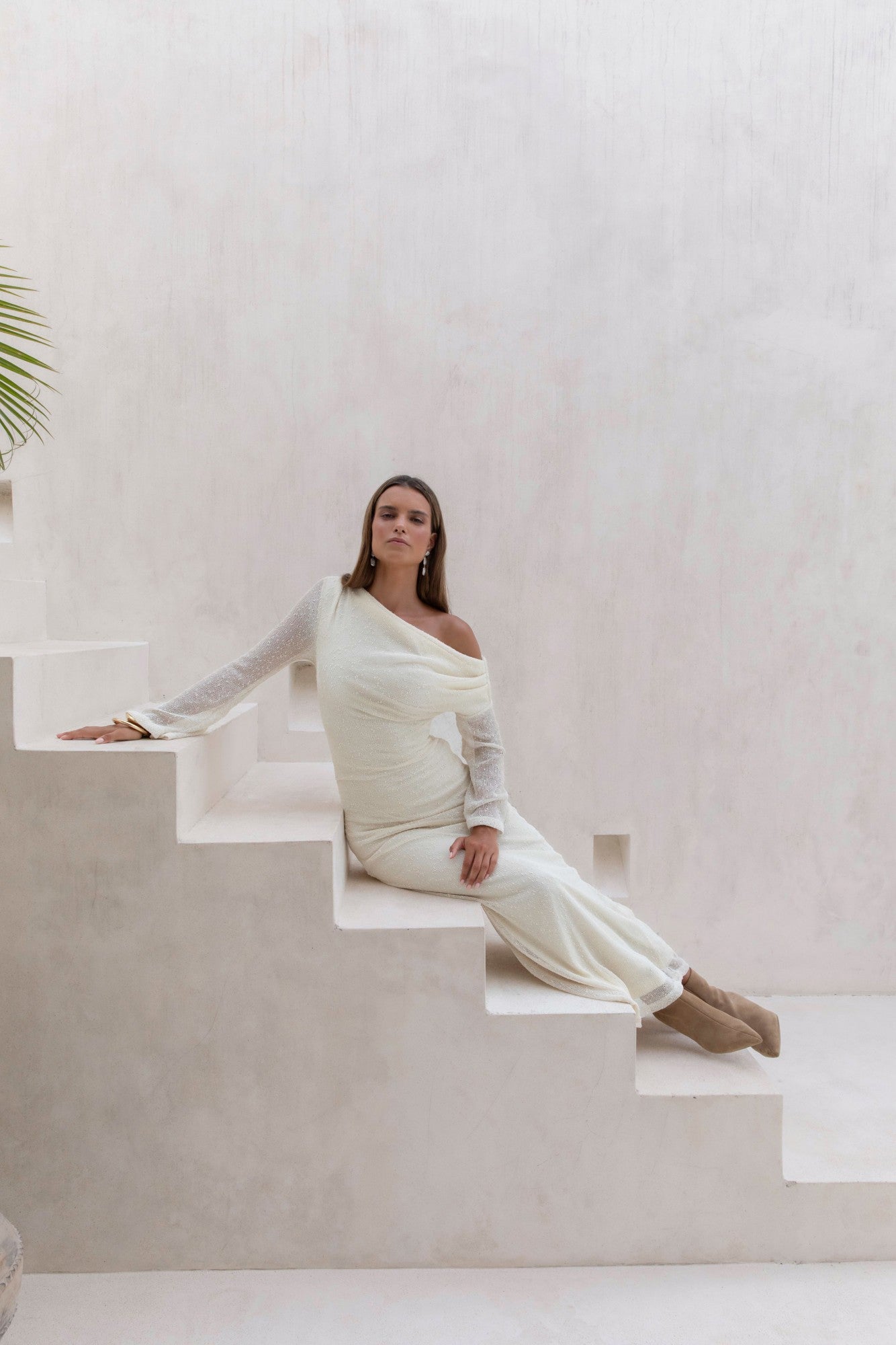 Damen Maxikleid mit asymmetrischem Ausschnitt Jully
