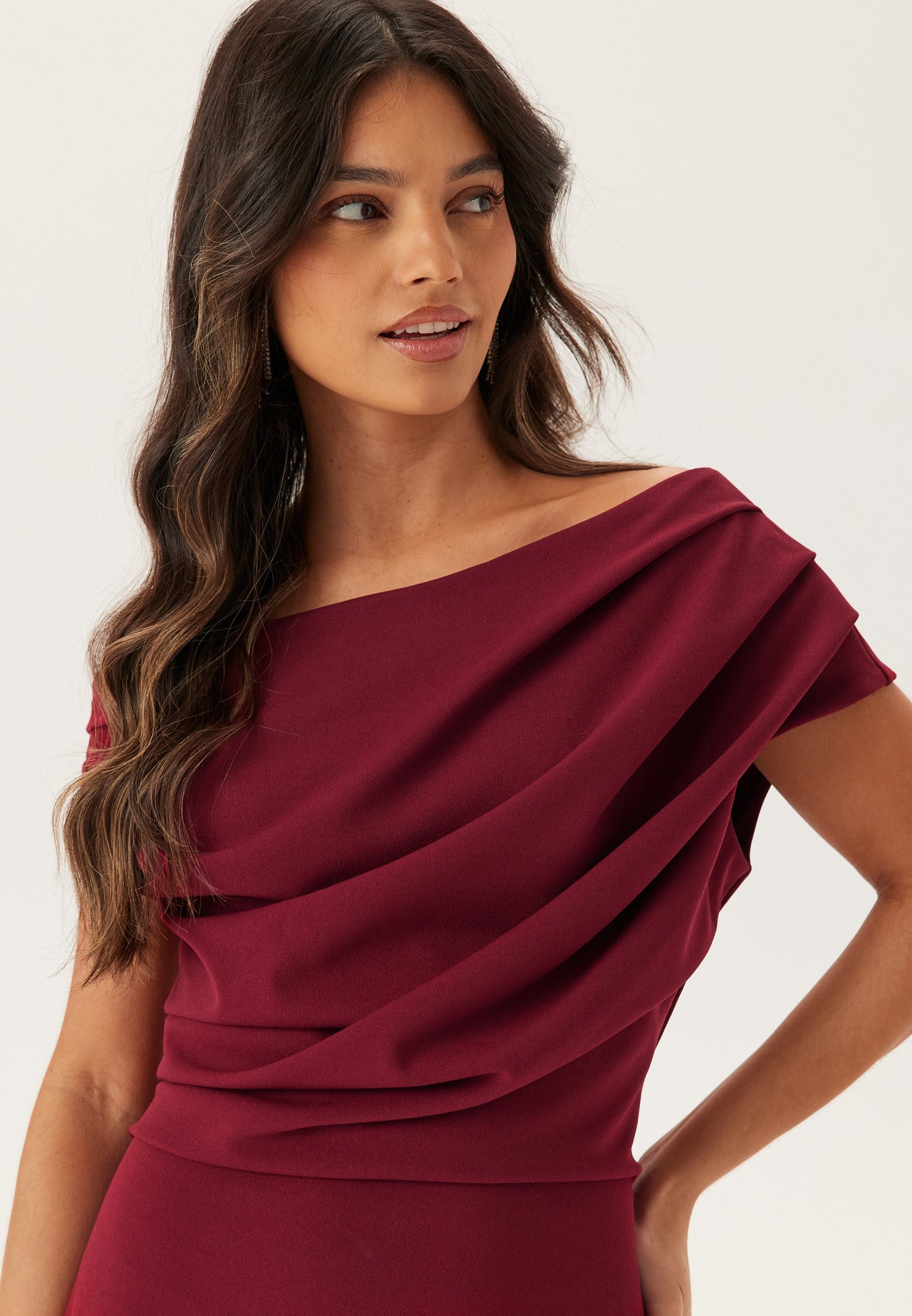 Damen Maxikleid mit asymmetrischem Ausschnitt aus Stretch-Jersey Jully