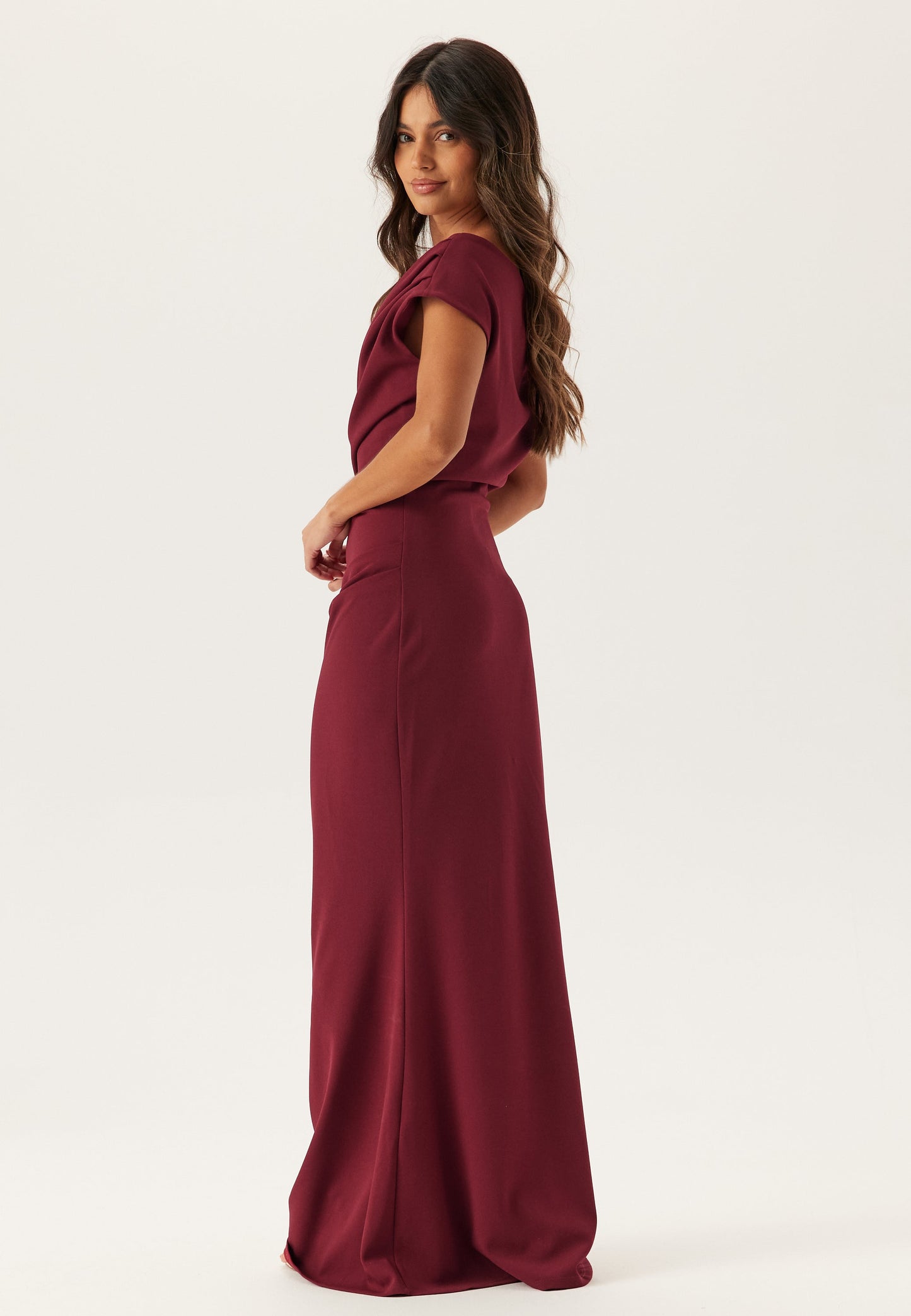 Damen Maxikleid mit asymmetrischem Ausschnitt aus Stretch-Jersey Jully