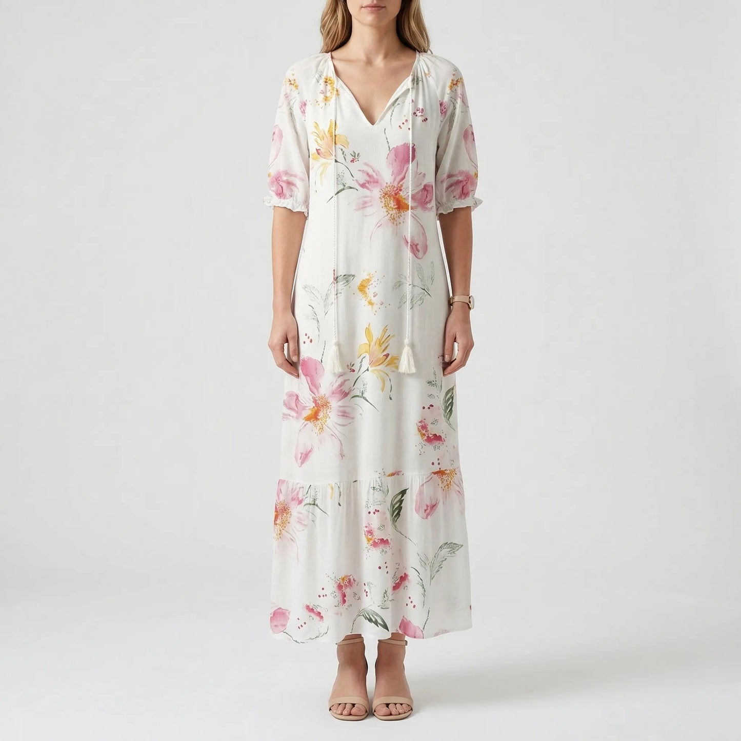 Damen Maxikleid mit botanischem Muster Jully