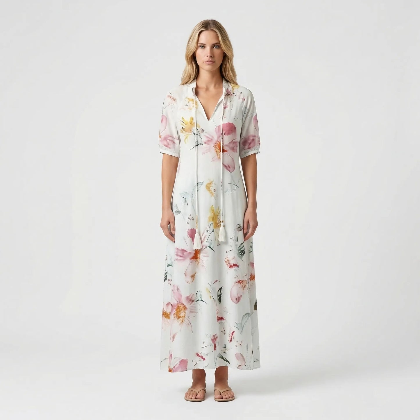 Damen Maxikleid mit botanischem Muster Jully