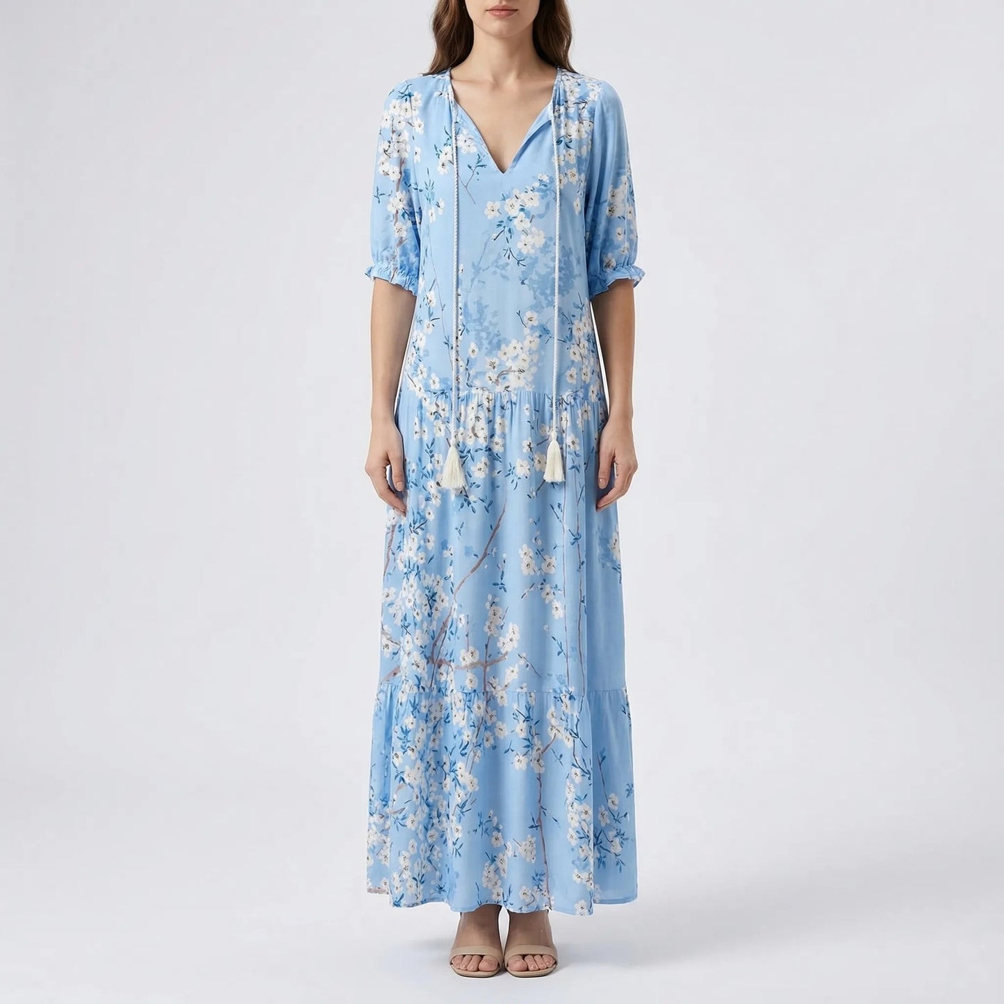 Damen Maxikleid mit botanischem Muster Jully