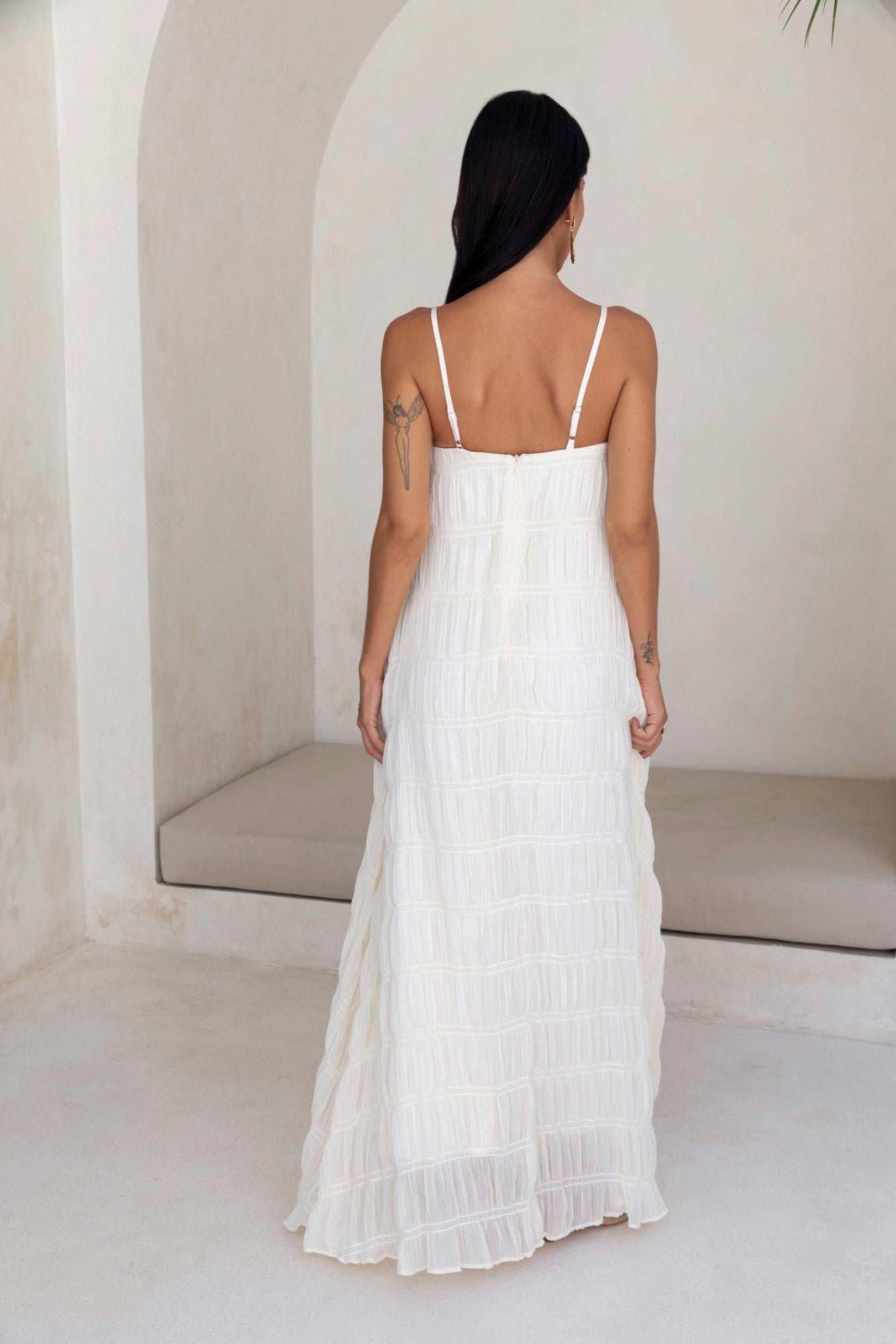 Damen Maxikleid mit durchscheinendem Crêpe Jully