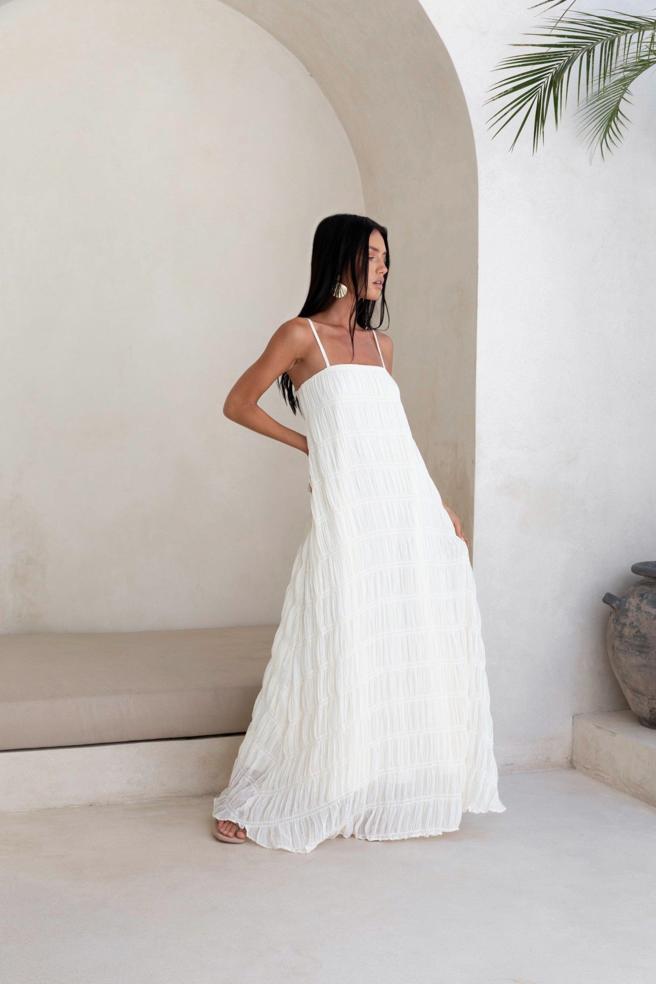 Damen Maxikleid mit durchscheinendem Crêpe Jully