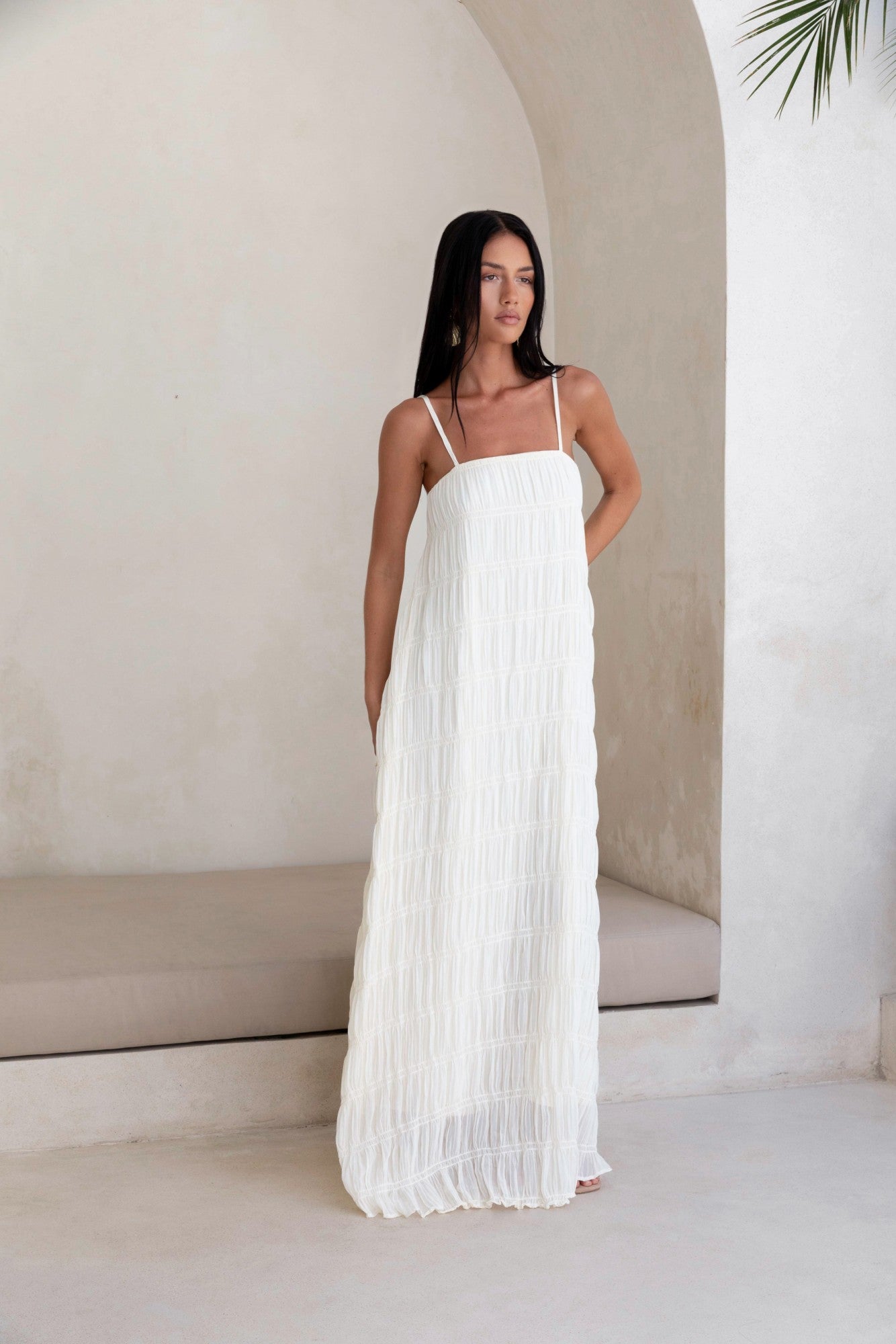 Damen Maxikleid mit durchscheinendem Crêpe Jully