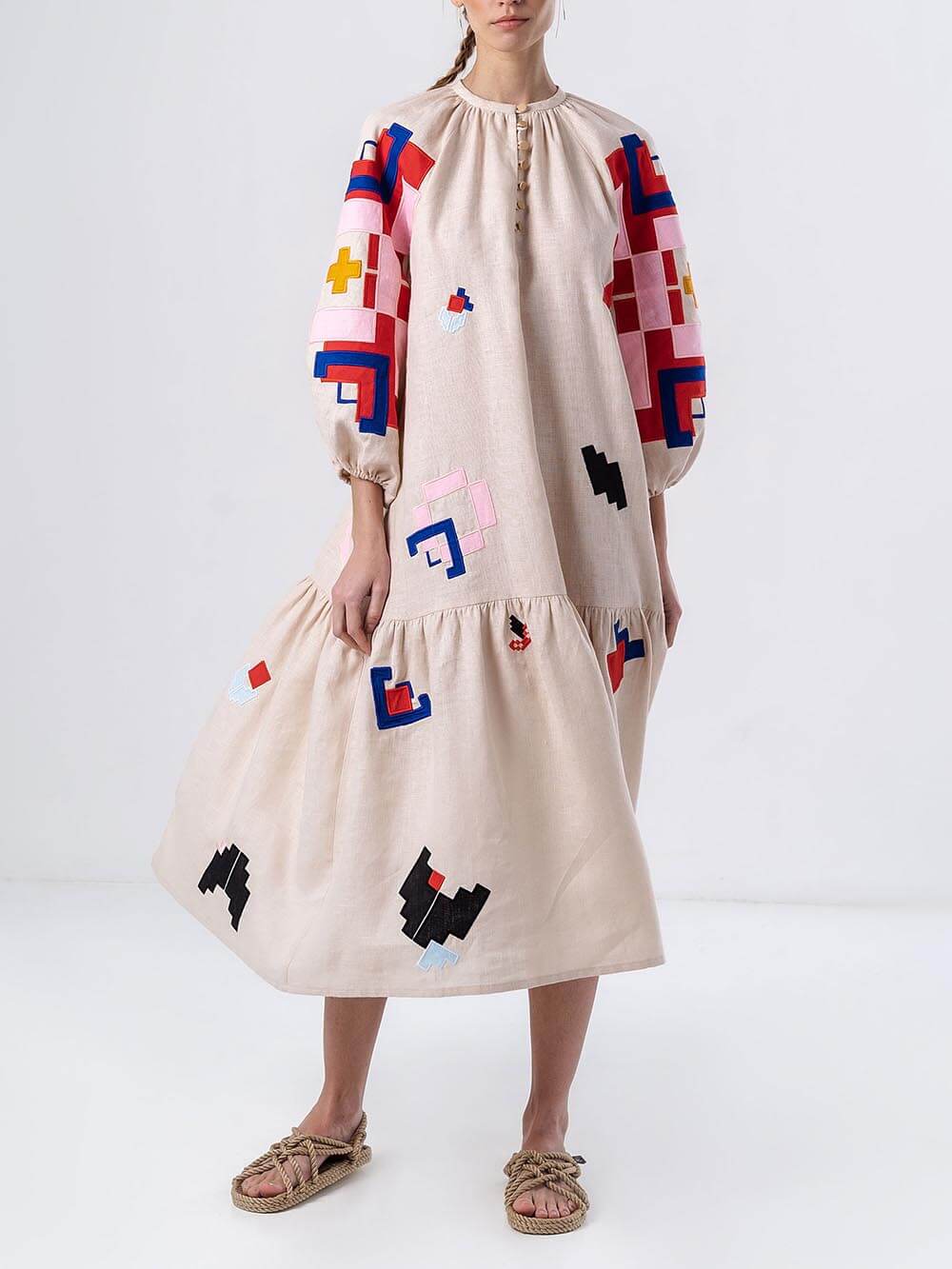 Damen Maxikleid mit ethnischem Aufdruck Jully