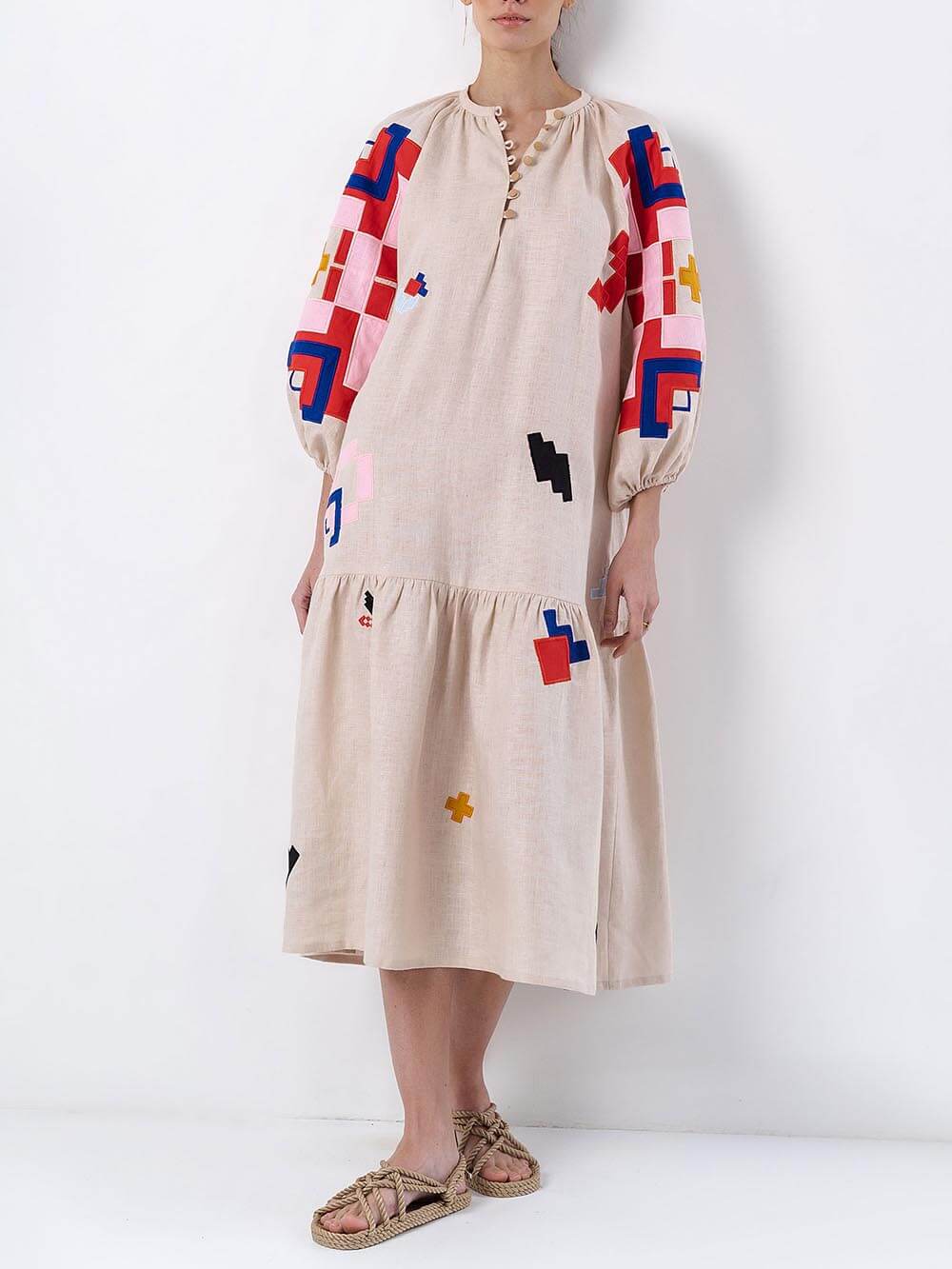 Damen Maxikleid mit ethnischem Aufdruck Jully