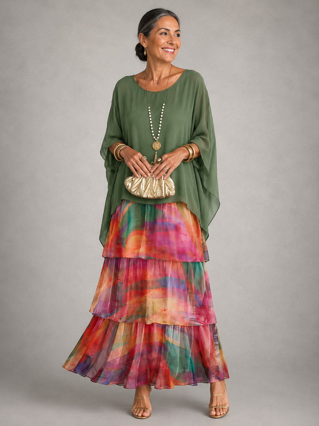 Damen Maxikleid mit fließendem Schnitt Jully