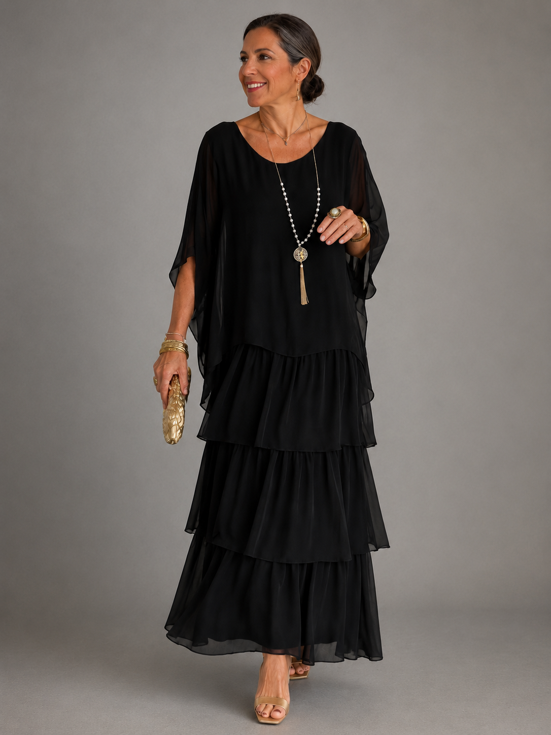 Damen Maxikleid mit fließendem Schnitt Jully