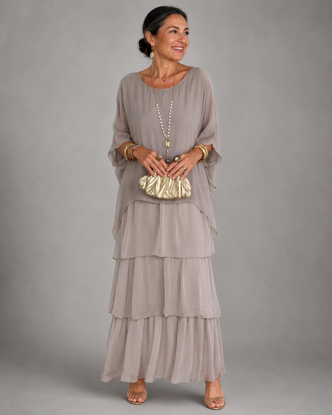 Damen Maxikleid mit fließendem Schnitt Jully