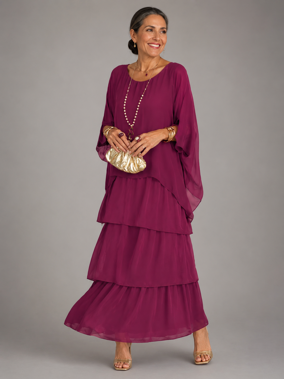 Damen Maxikleid mit fließendem Schnitt Jully