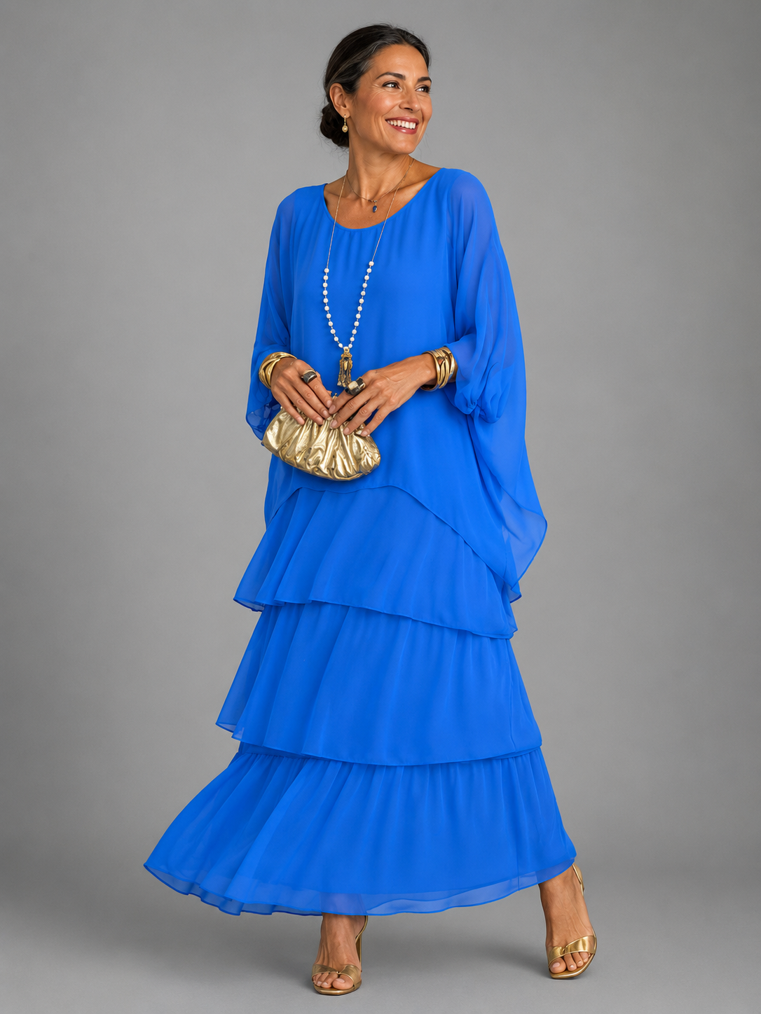 Damen Maxikleid mit fließendem Schnitt Jully