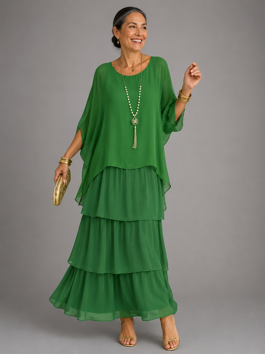 Damen Maxikleid mit fließendem Schnitt Jully
