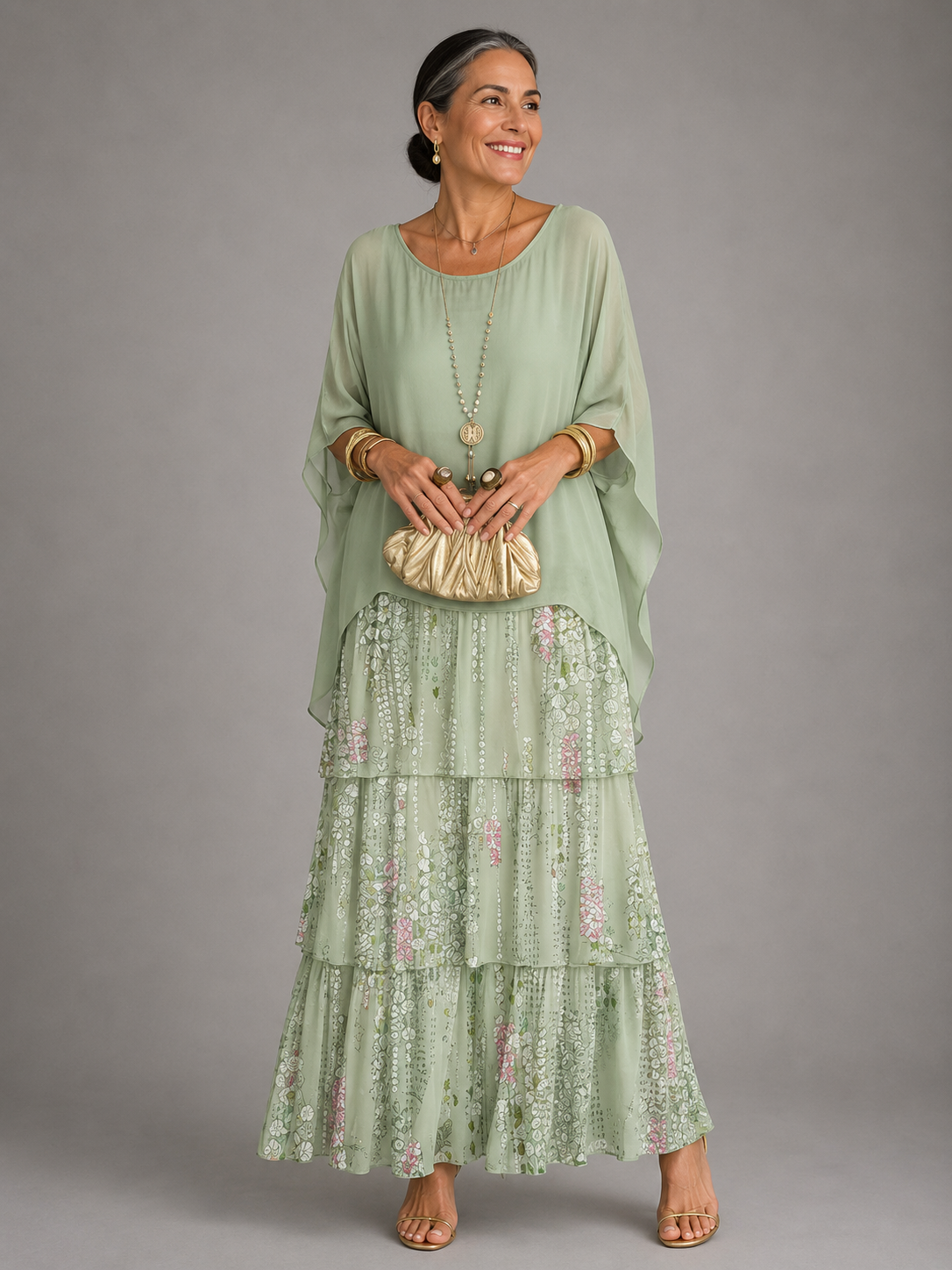 Damen Maxikleid mit fließendem Schnitt Jully