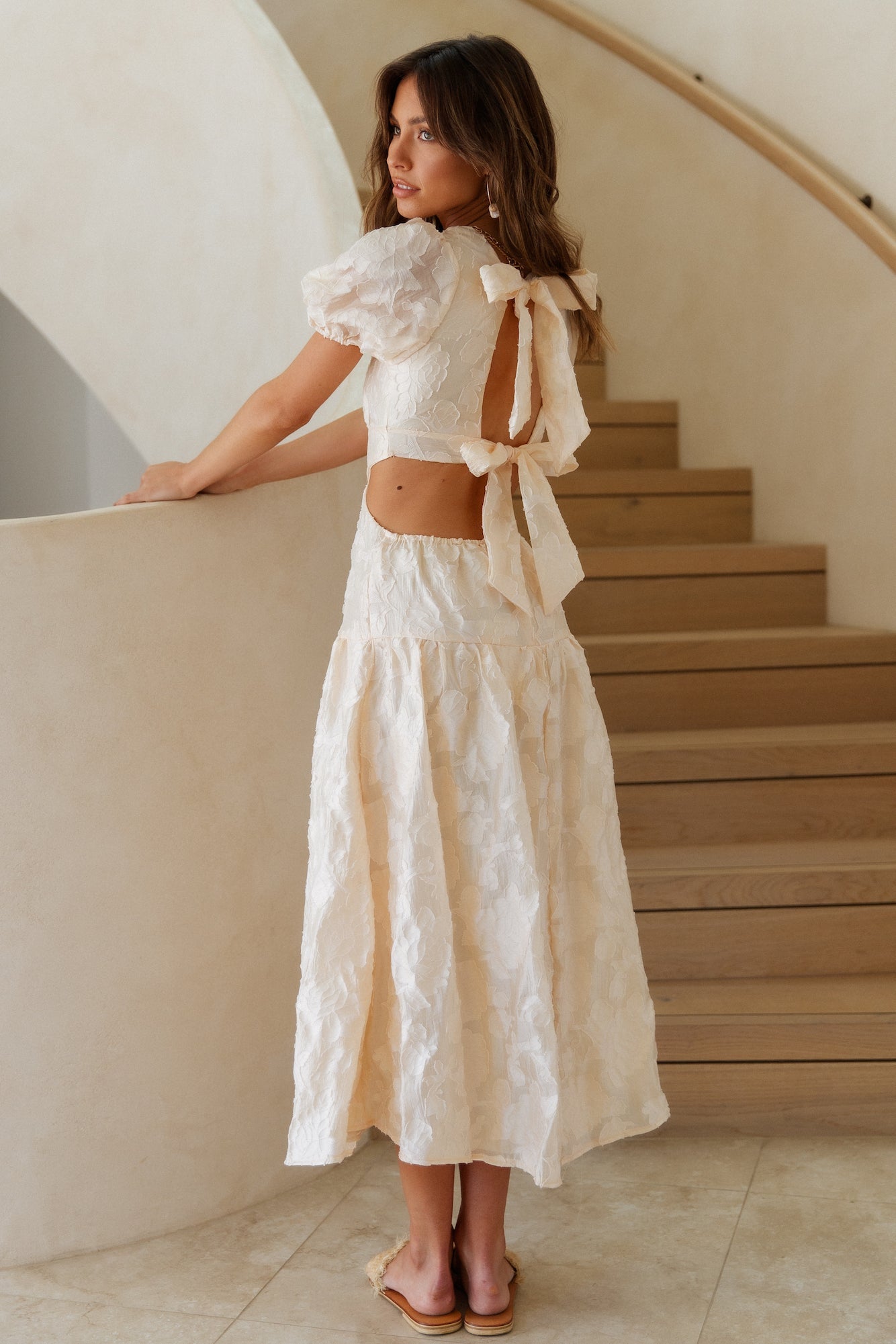 Damen Maxikleid mit floralem Muster und Puffärmeln Jully