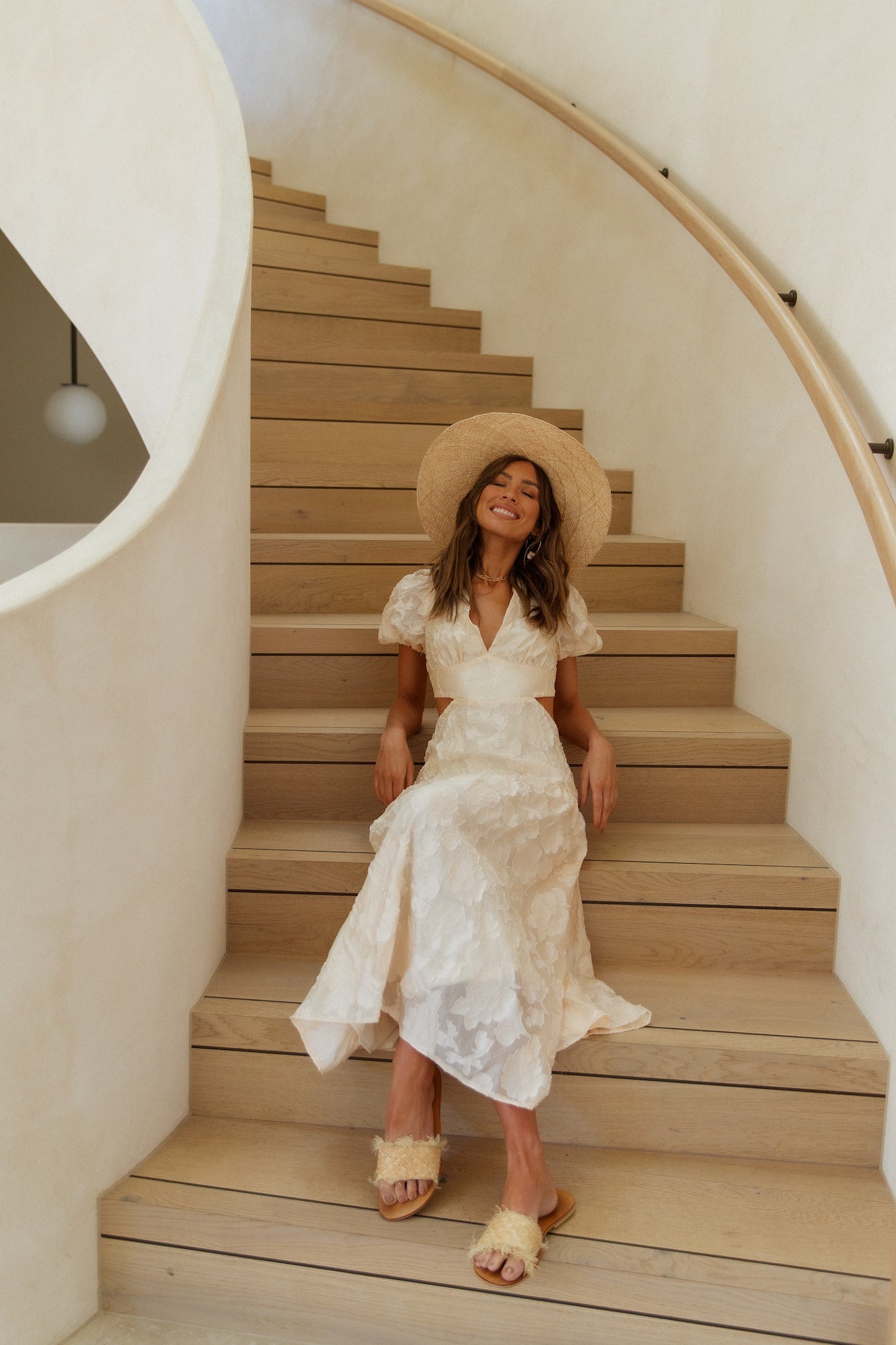Damen Maxikleid mit floralem Muster und Puffärmeln Jully