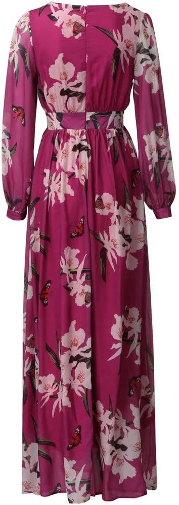Damen Maxikleid mit floralem Muster und V-Ausschnitt Jully