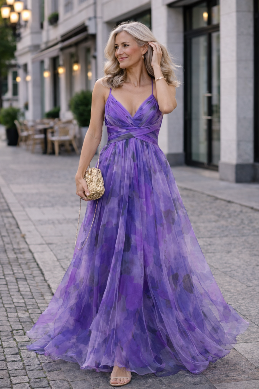 Damen Maxikleid mit floralem Muster und hohem Bund Jully