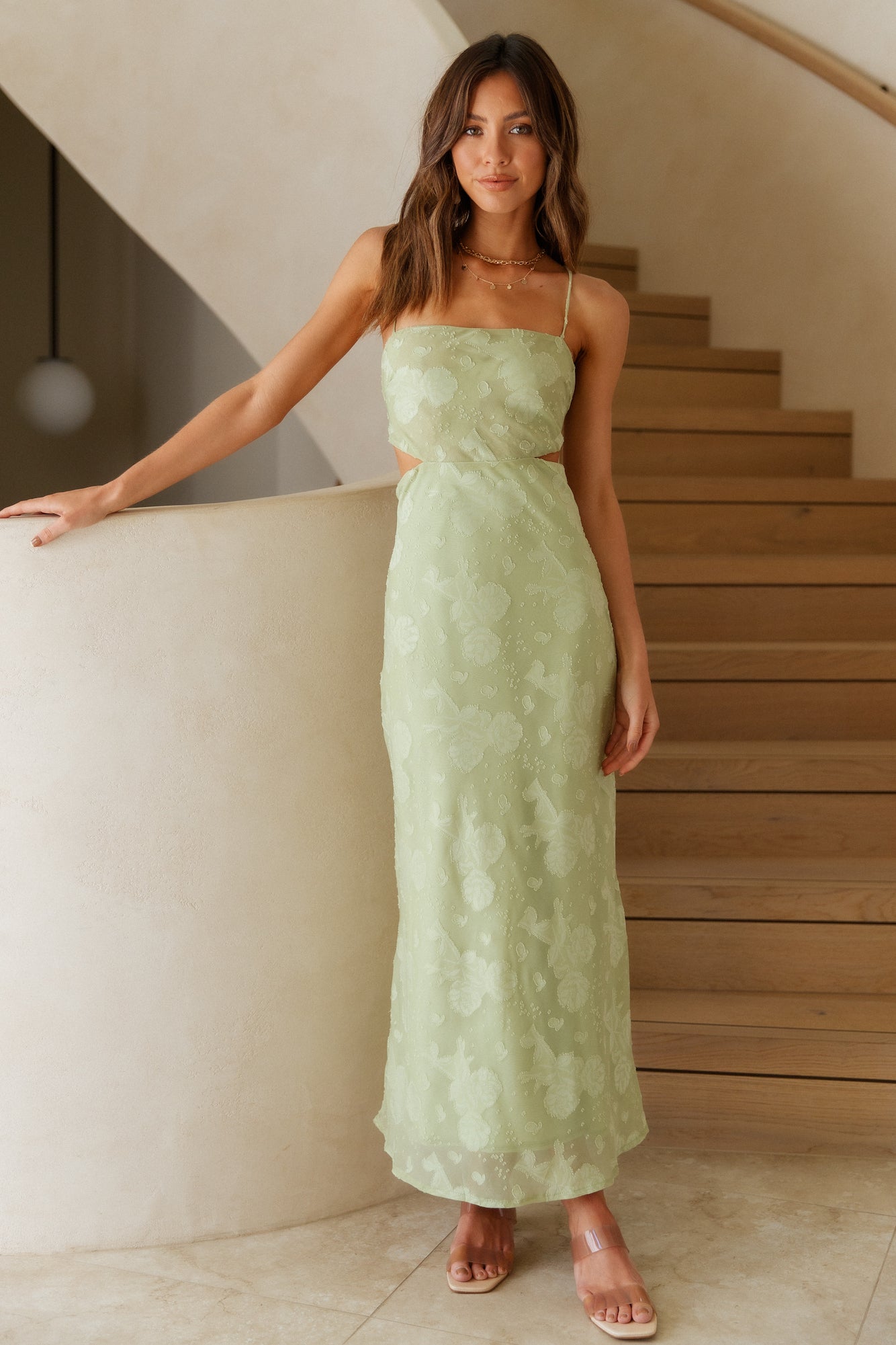 Damen Maxikleid mit floralem Muster und offenem Rücken Jully