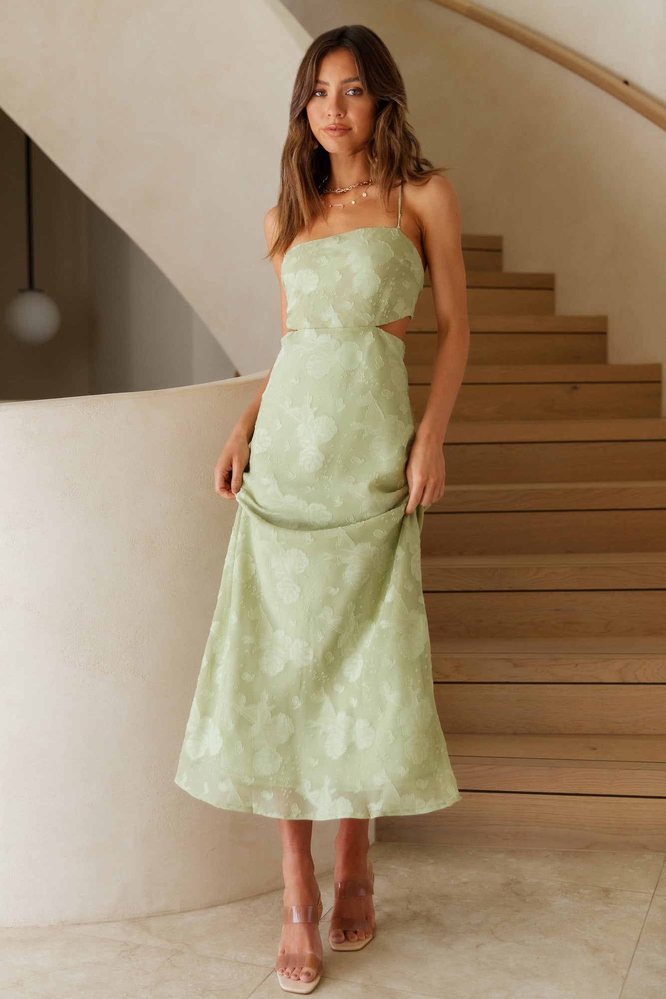 Damen Maxikleid mit floralem Muster und offenem Rücken Jully